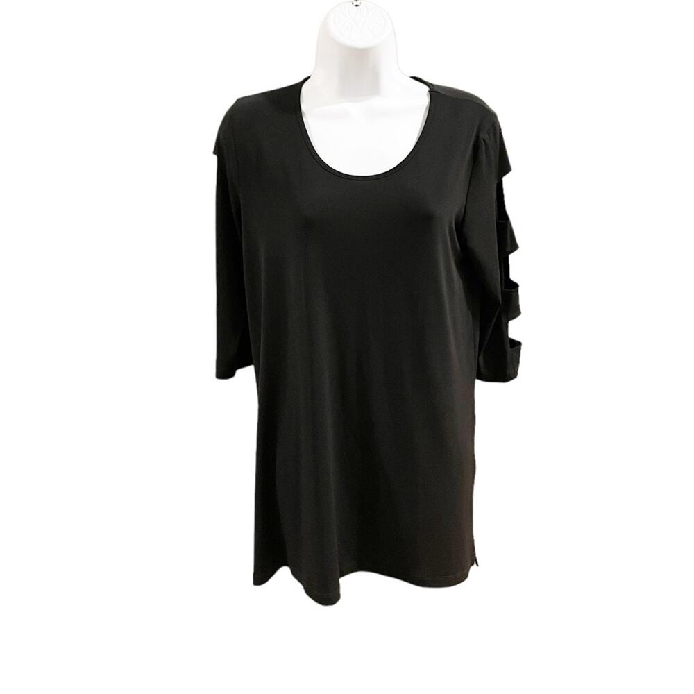 Clara Sunwoo Black Casual Top Tunic with Cutouts on Sleeves Size Small